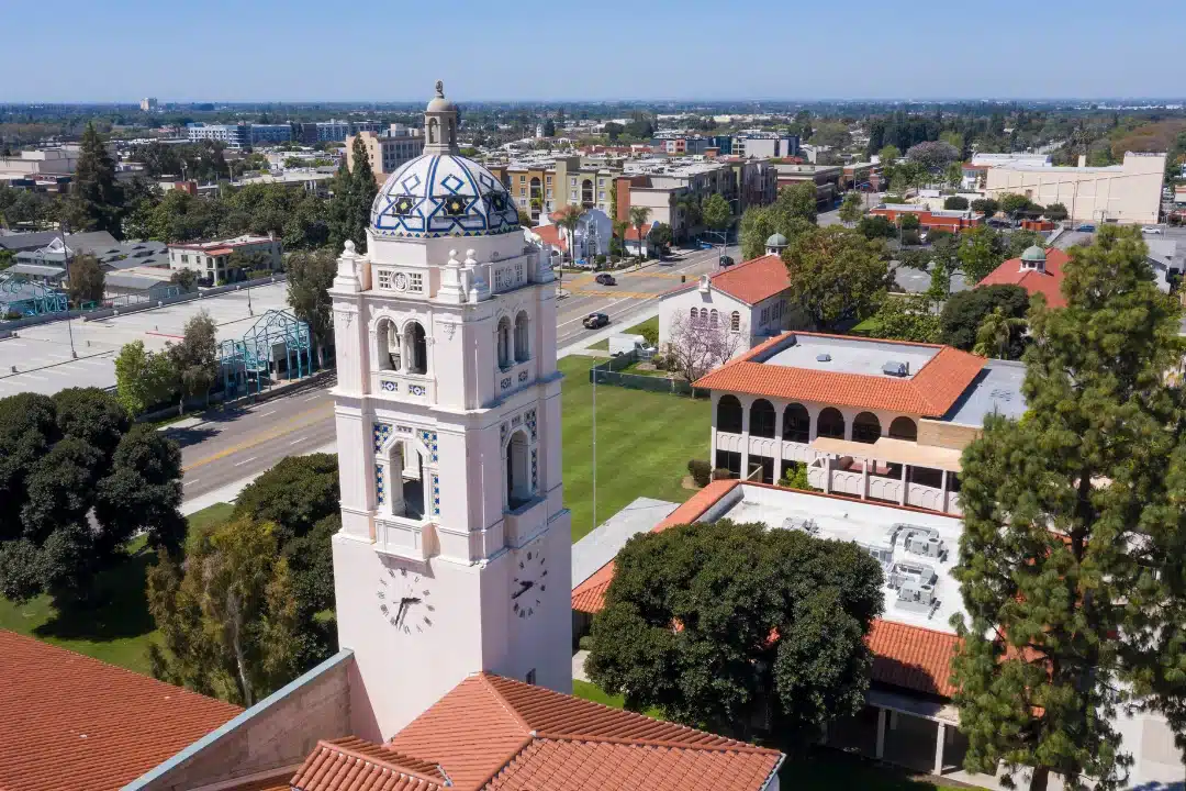 The iconic clock tower in Fullerton, California, symbolizing local heritage and community—a fitting backdrop for a tenant rights law firm serving local residents.